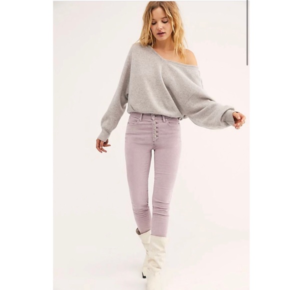 New Free People Purple Sun Chaser Cord Skinny Pant - Picture 3 of 10